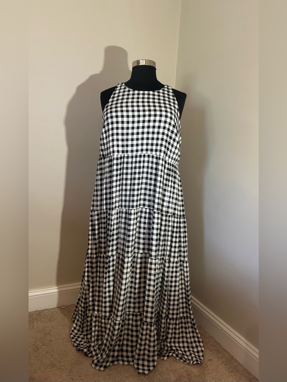 TORRID Black/White Gingham Tiered Maxi Dress 2x
